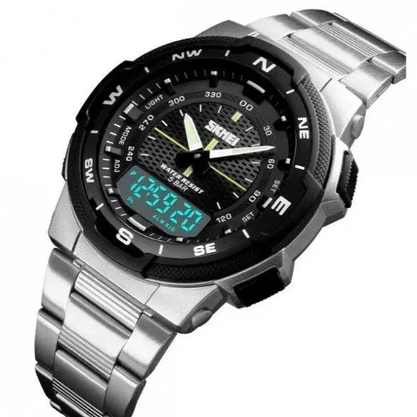 Мужские наручные спортивные часы Skmei 1370 Marshal Серебристые - изображение 3