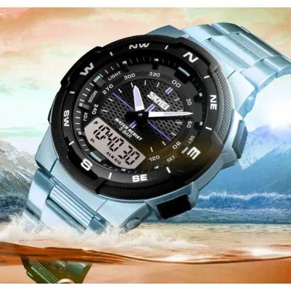 Мужские наручные спортивные часы Skmei 1370 Marshal Серебристые - изображение 5