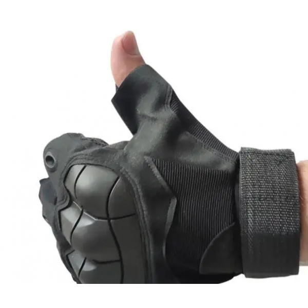 Тактические перчатки безпалые с усиленной защитой размер L-XL Черные (D-2019091604) - изображение 2