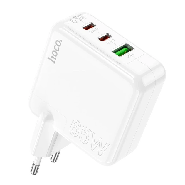 Адаптер мережевий HOCO Header three-port C115A 1USB/2Type-C, 65W/3A, PD/QC| - зображення 2