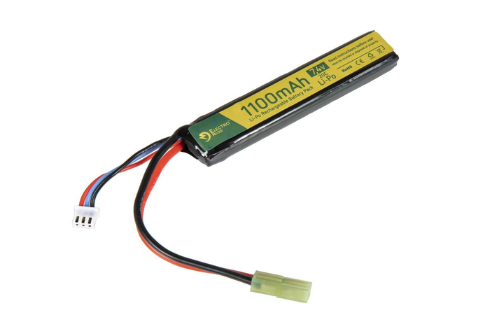 Аккумулятор Li-Po 1100mAh 7,4V 20C - Tamiya mini [ElectroRiver] (для страйкбола) - изображение 1