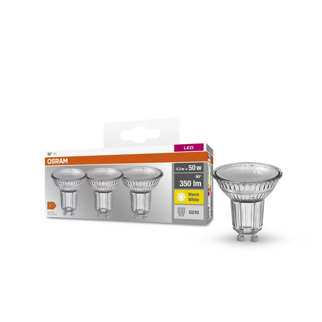 Osram Набір ламп 3шт LED GU10 4.3Вт 2700К 350Лм PAR16 - зображення 2