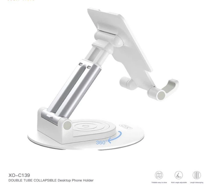 Настольная подставка XO C139 Desktop 360° rotating metal round base stand белая - Фото 2 Настольная подставка XO C139 Desktop 360° rotating metal round base stand белая - изображение 2