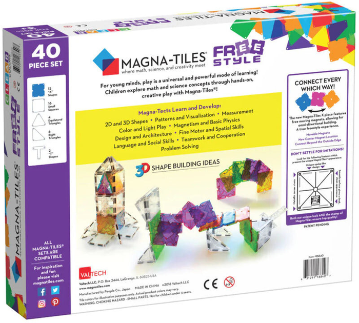 Магнітний конструктор Magna-Tiles Freestyle Deluxe 40 деталей (0631291188407) - зображення 2