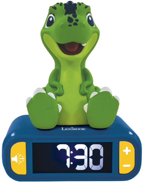 Lampka nocna-budzik Lexibook Nightlight Alarm Clock With Sounds Dino (3380743081854) - obraz 2