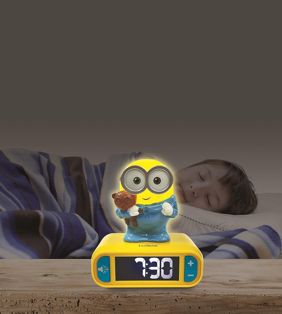 Lampka nocna-budzik Lexibook Nightlight Alarm Clock With Sounds Minions (3380743084602) - obraz 4