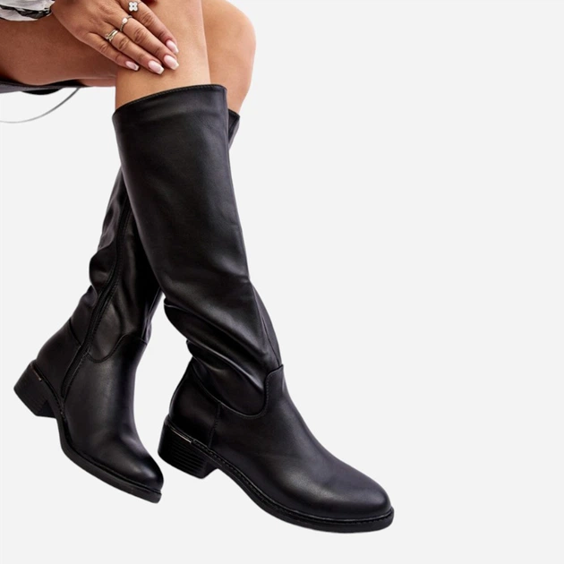 Kozaki damskie na płaskim obcasie Aviare 38 Czarne (5905677972832) - obraz 6