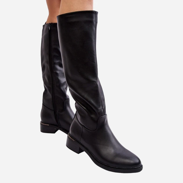 Kozaki damskie na płaskim obcasie Aviare 40 Czarne (5905677972856) - obraz 5