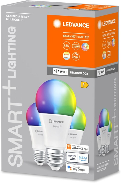 Набір світлодіодних ламп Ledvance Smart WiFi 9.5W 2700K 230V E27 Warm White Куля 3 шт (4058075778955) - зображення 1