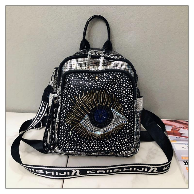 Рюкзак женский с блестящим принтом глаз Salvador Black – Стильные ...