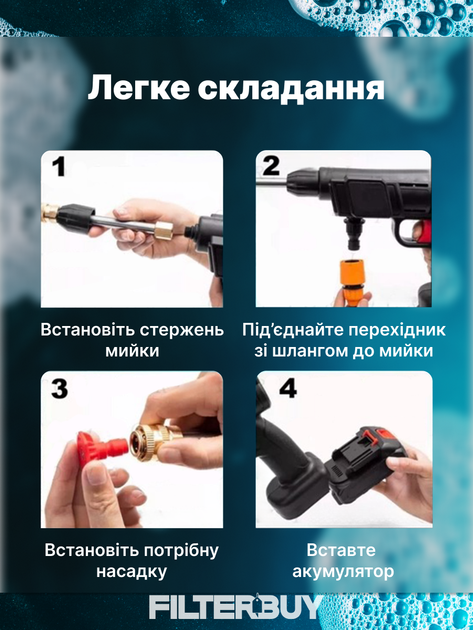 Беспроводная мойка KEIVING высокого давления 48V на 2 аккумулятора / Аккумуляторная минимойка для авто в кейсе - Фото 7 Беспроводная мойка KEIVING высокого давления 48V на 2 аккумулятора / Аккумуляторная минимойка для авто в кейсе - изображение 7