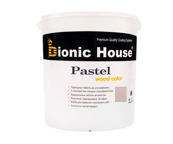 Фарба для дерева PASTEL Wood Color Bionic-House 2,5 л Лаванда Р209 - Фото 1 Фарба для дерева PASTEL Wood Color Bionic-House 2,5 л Лаванда Р209 - зображення 1