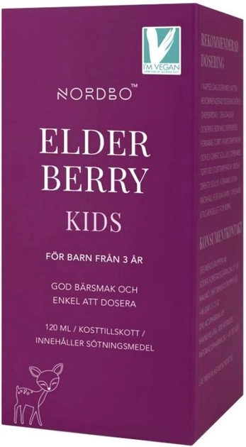 Suplement diety Nordbo Elderberry Vegan Kids 120 ml (7350076867445) - obraz 1