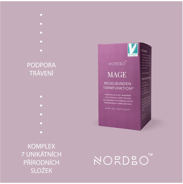 Дієтична добавка Nordbo Mage Vegan 60 капсул (7350076867148) - зображення 3