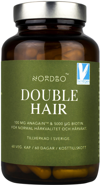 Kompleks witamin Nordbo Double Hair Vegan 60 caps (7350076867247) - obraz 1
