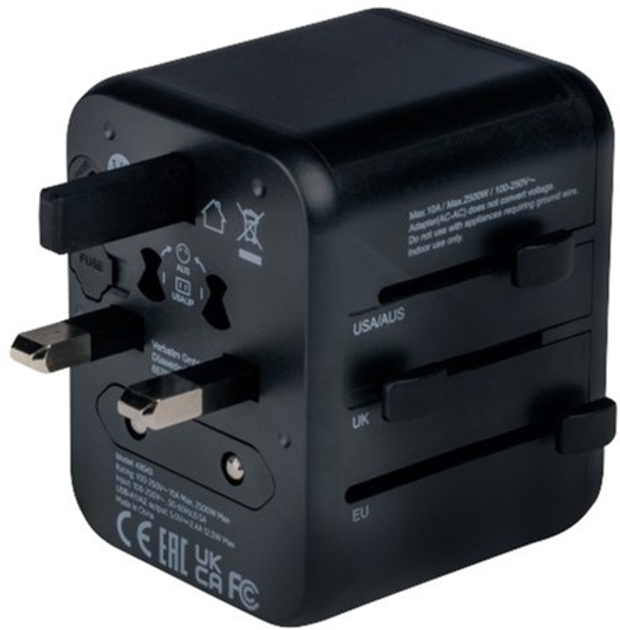 Ładowarka sieciowa Verbatim Travel Adapter 12W 2 x USB-A UTA-1 Black (23942495437) - obraz 2