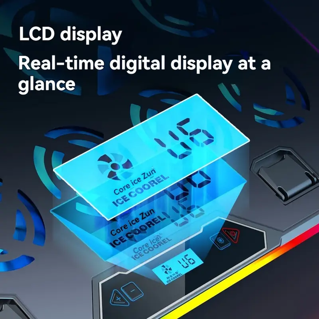 Підставка для ноутбука VHG K15C з RGB-підсвічуванням та підставкою для телефону, Laptop Cooling Pad, Black - Фото 5 Підставка для ноутбука VHG K15C з RGB-підсвічуванням та підставкою для телефону, Laptop Cooling Pad, Black - зображення 5