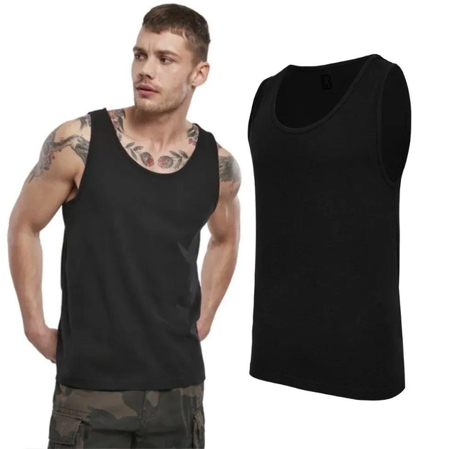 Тактична майка, футболка без рукавів армійська 100% бавовни Brandit Tank Top чорна 7XL - зображення 2