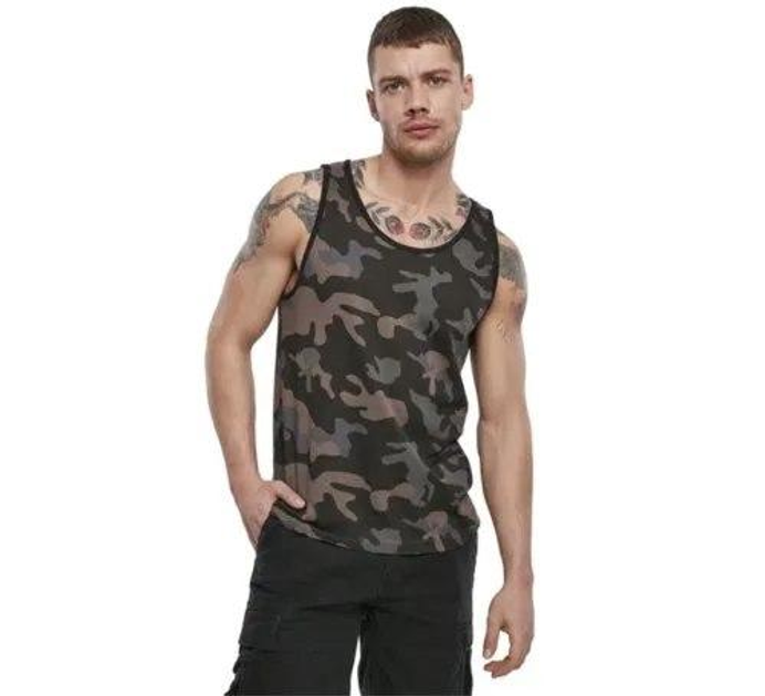 Тактическая майка, футболка без рукавов армейская 100% хлопка Brandit Tank Top Dark Сamo черный мультикам M - изображение 2