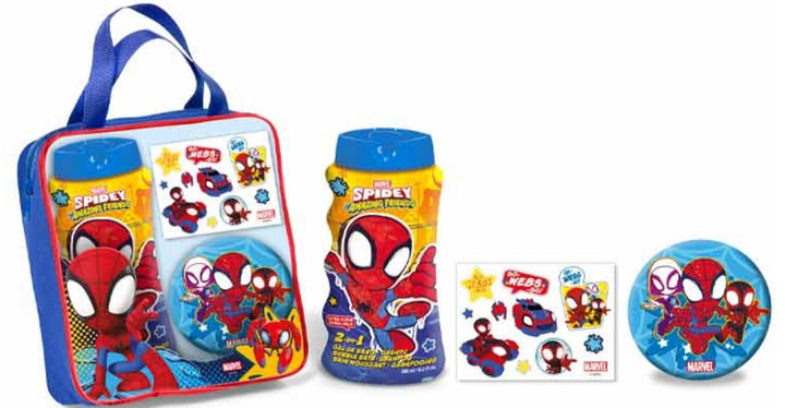 Zestaw do pielęgnacji dzieci Lorenay Baby Care Spiderman Szampon-żel pod prysznic 300 ml + Gąbka do mycia + Tymczasowy tatuaż + Kosmetyczka (8412428025558) - obraz 2