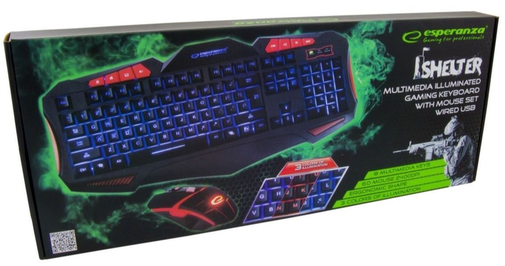 Комплект дротовий Esperanza Gaming Keyboard With Mouse Set Shelter USB Black (EGK3000) - зображення 3