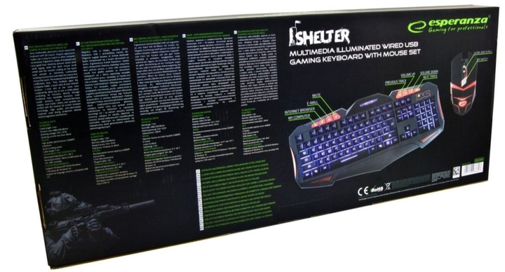 Комплект дротовий Esperanza Gaming Keyboard With Mouse Set Shelter USB Black (EGK3000) - зображення 4