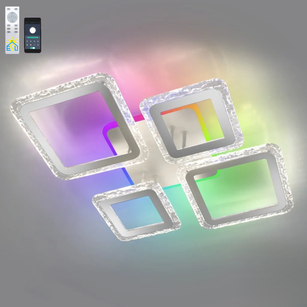 Управляемая светодиодная люстра OVAL ICE RGB 75W 5S SMART 725x500x93мм Белая - изображение 2