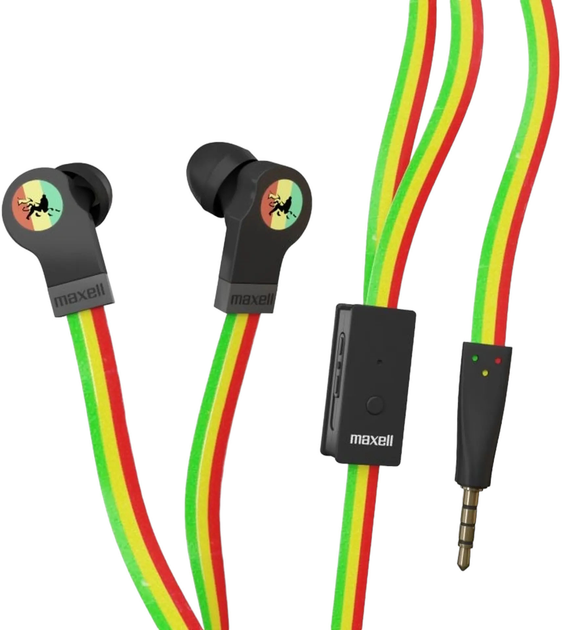 Słuchawki Maxell Earphones Flat Wire Rasta (MXSEFWR) - obraz 2