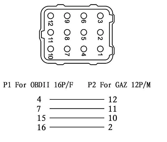 Переходник GAZ OBD2 12/16 pin (609771787) Черный - изображение 6