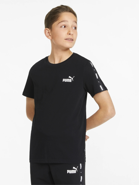 Дитяча футболка для хлопчика Puma Ess Tape Tee B 84730001 104 см Чорна (4064535664492) - зображення 1