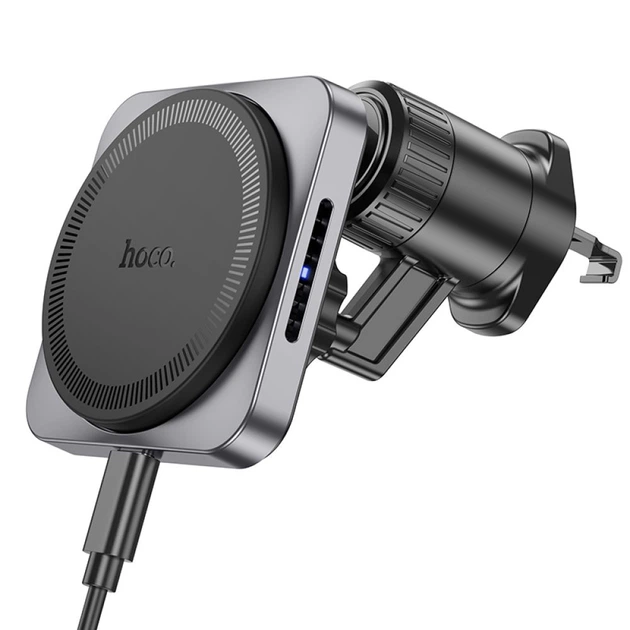 Автотримач Hoco HW15 Speed ​​Magnetic Wireless 15W Колір Чорно-Сірий - зображення 3