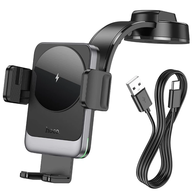 Автомобильный держатель для смартфона Hoco HW14 Speed Wireless 15W, Black-Gray - Фото 7 Автомобильный держатель для смартфона Hoco HW14 Speed Wireless 15W, Black-Gray - изображение 7