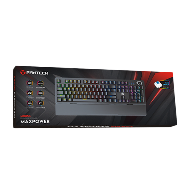 Дротова ігрова USB клавіатура Fantech Max Power MK853 Red Switch, Black - зображення 2