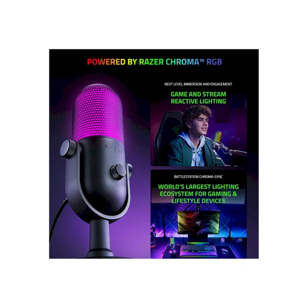 Микрофон Razer Seiren V3 Chroma White (RZ19-05060200-R3M1) - Фото 3 Микрофон Razer Seiren V3 Chroma White (RZ19-05060200-R3M1) - изображение 3