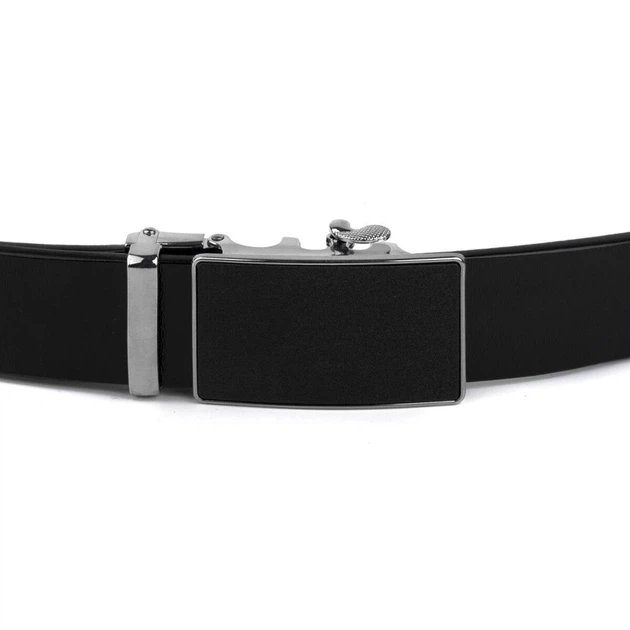 Ремінь чоловічий з сріблястою пряжкою з чорною вставкою Vintage 20328 Чорний - зображення 4