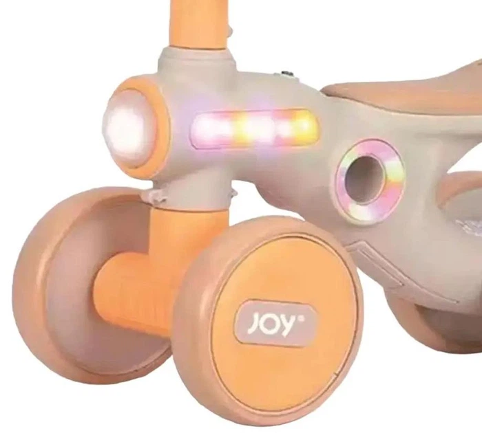 Дитячий біговел велобіг JOY пластиковий чотириколісний з підсвічуванням та українським озвученням Жовтий з пісочним - Фото 8 Дитячий біговел велобіг JOY пластиковий чотириколісний з підсвічуванням та українським озвученням Жовтий з пісочним - зображення 8
