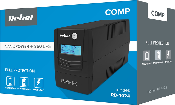 ДБЖ Rebel Nanopower Plus 850 LCD (5901890097789) - зображення 6