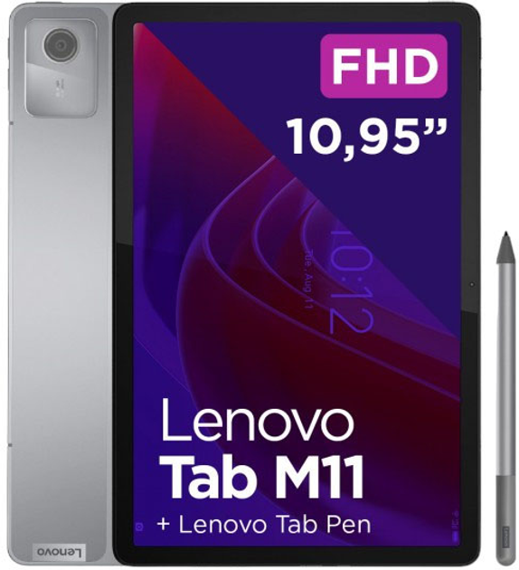 Планшет Lenovo Tab M11 (TB330FU) 10.95" Wi-Fi 8/128GB Luna Grey + Stylus (ZADA0297PL) - зображення 1