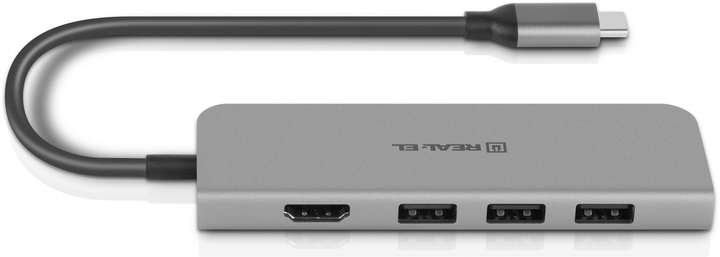 USB-хаб Real-El type C Multifunction HUB USB 3.0 with HDMI CQ-700 Space Grey (EL123110002) - зображення 7