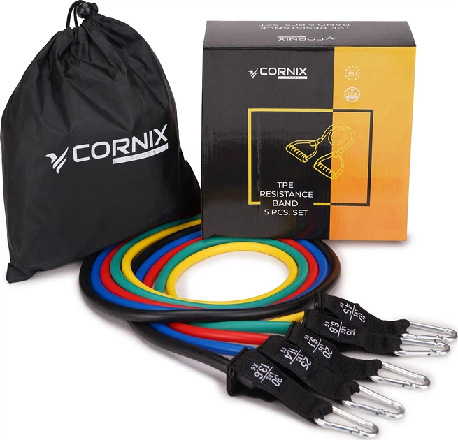 Набор трубчатых эспандеров CorniX 5 шт. 4.5-13.6 кг (XR-0051) + Эспандер для пальцев и запястья Cornix Finger Gripper Pro профессиональный 10 кг (XR-0215) - Фото 5 Набор трубчатых эспандеров CorniX 5 шт. 4.5-13.6 кг (XR-0051) + Эспандер для пальцев и запястья Cornix Finger Gripper Pro профессиональный 10 кг (XR-0215) - изображение 5