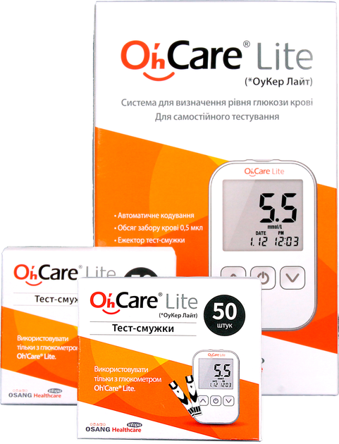 Глюкометр OSANG HEALTHCARE Oh Care Lite + тест-смужки Oh Care Lite 2x50 шт - зображення 2