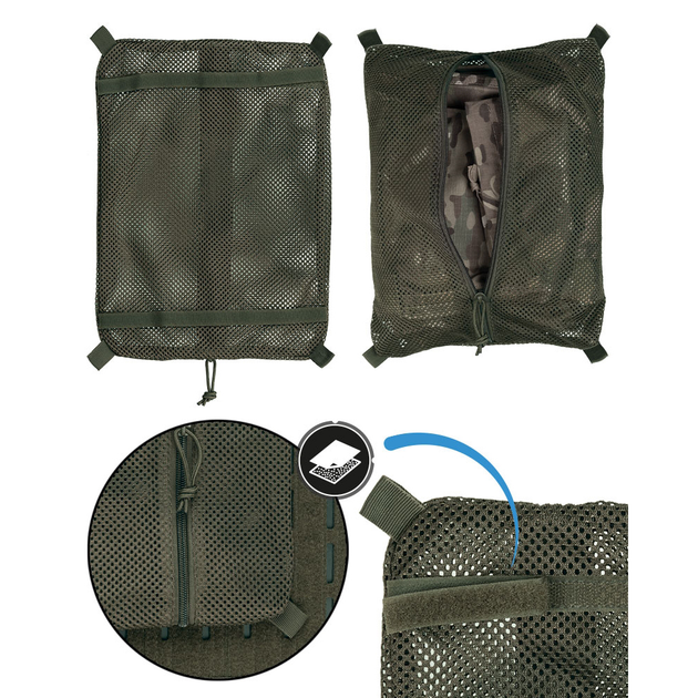 Підсумок універсальний сітчастий Sturm Mil-Tec Mesh Bag with Velcro Olive L (16003701) - изображение 2