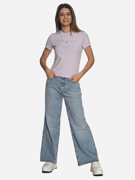 Футболка бавовняна жіноча Tommy Jeans DW0DW17827-W06 M Фіолетова (8720646668304) - зображення 4