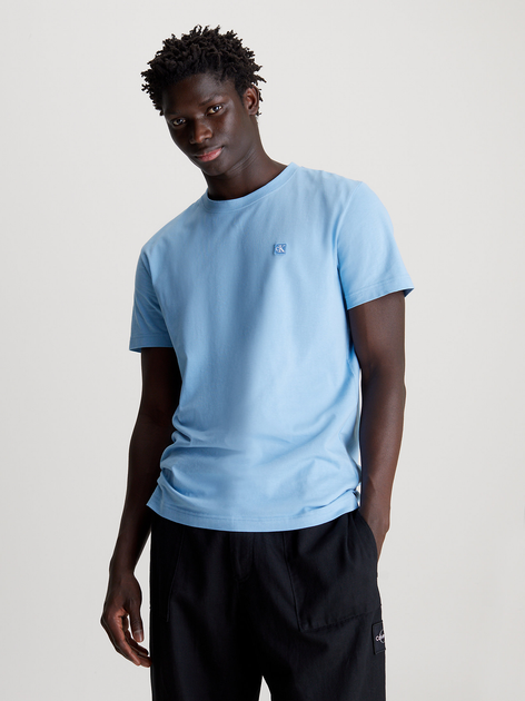 Koszulka męska bawełniana Calvin Klein Jeans J30J325268-CEZ L Błękitna (8720109342246) - obraz 1