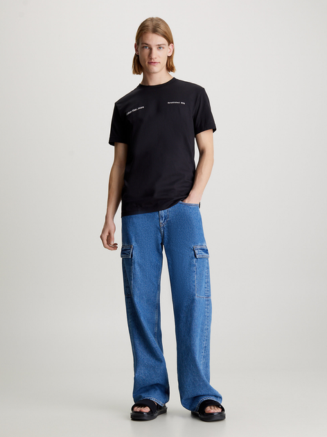 Koszulka męska bawełniana Calvin Klein Jeans J30J325489-BEH M Czarna (8720109351712) - obraz 3