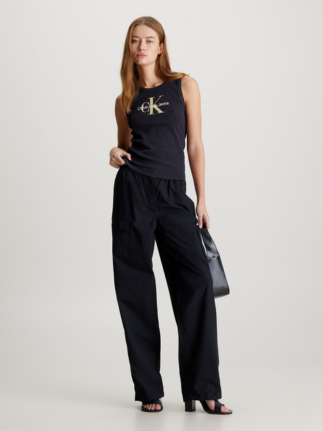 Koszulka na ramiączkach damska Calvin Klein Jeans J20J223160-BEH XS Czarna (8720109375985) - obraz 3