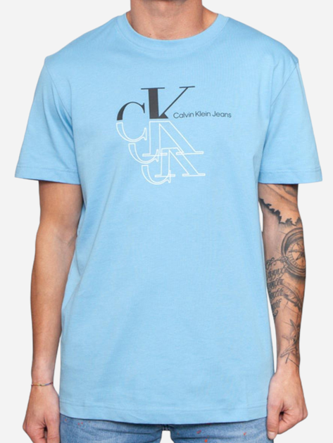 Футболка хлопковая мужская Calvin Klein Jeans J30J325352-CEZ L Голубая ...