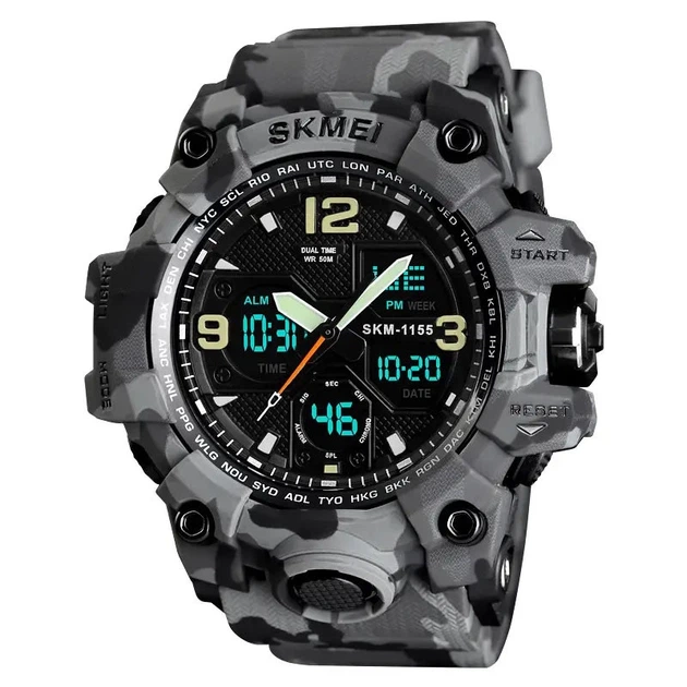 Часы наручные мужские SKMEI 1155BCMGY grey camo - изображение 2