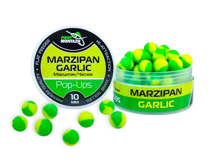 Бойли ProfMontazh POP UPS - Марципан/Часник (Marzipan/Garlic) 10мм - Фото 1 Бойли ProfMontazh POP UPS - Марципан/Часник (Marzipan/Garlic) 10мм - зображення 1