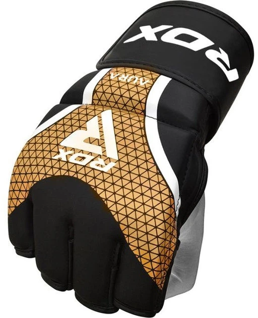 Перчатки для ММА RDX AURA PLUS T-17 M капа в комплекте Black/Golden (GGR-T17BGL-M+) - изображение 5